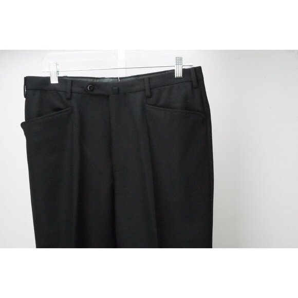 Incotex Black Woven 100% Wool Mens Pants Trousers Sz 48 EU NEW